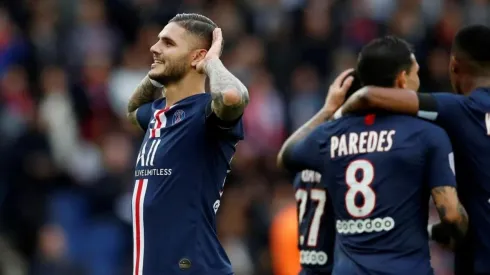 Mauro Icardi festejando un tanto en PSG.