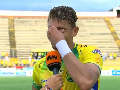 Jugador del Huila se agarró a llorar en plena transmisión pensando que se habían ido a la B