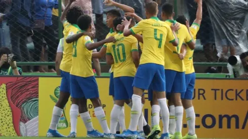 La celebración de los jugadores brasileños.