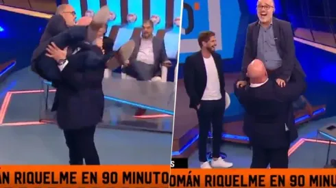 Momento único en FOX Sports: Christian Martin aceptó el desafío y levantó como una pluma a Arcucci