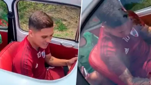 Juan Fernando Quintero conduciendo el auto que bautizaron en su nombre.