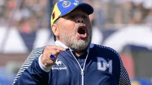 Diego Armando Maradona, entrenador de Gimnasia.