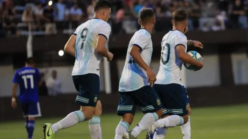 El festejo de los jugadores argentinos.