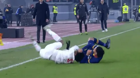 Qué susto: terrible caída sufrió Cuadrado en el Roma vs. Juventus