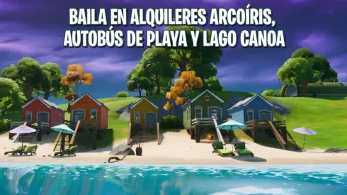 Desafío Fortnite: Baila en Alquileres Arcoíris, Autobús de Playa y Lago Canoa