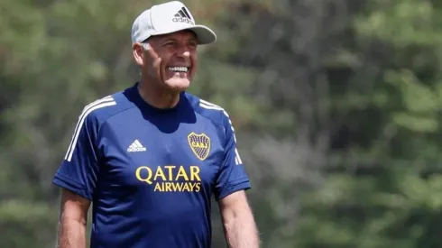 Miguel Ángel Russo en el entrenamiento de Boca.