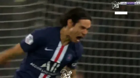 La celebración de Edinson Cavani.