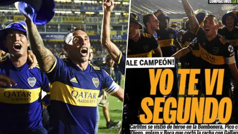 Foto de Carlos Tevez y la tapa del diario Olé.