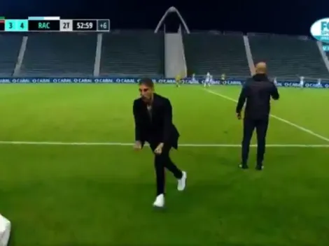 Beccacece se volvió loco con el triunfo agónico de Racing y saltó para todos lados