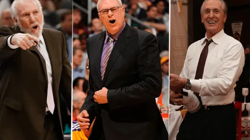 Gregg Popovich, Phil Jackson y Pat Riley (Getty Images)