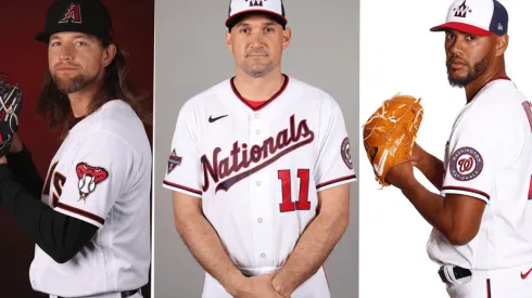 Mike Leake, Ryan Zimmerman y Joe Ross (Getty Images)