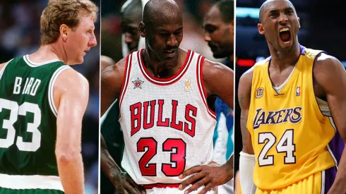 Larry Bird, Michael Jordan y Kobe Bryant (Getty Images)