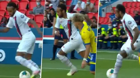 Neymar sin ropa: salva el balón, ridiculiza al rival y tira un pase no look