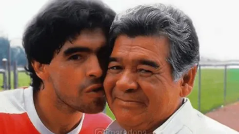 La foto de Maradona junto a su padre.