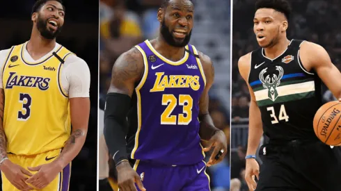 Anthony Davis, LeBron James y Giannis Antetokounmpo (Getty Images)