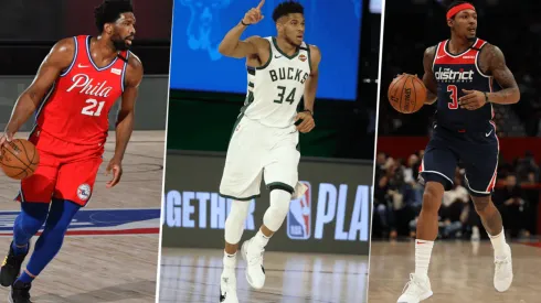 Joel Embiid, Giannis Antetokounmpo y Bradley Beal (Getty Images)