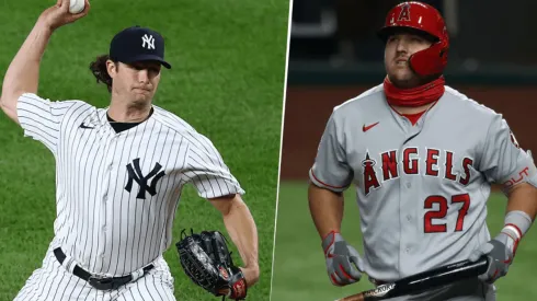 Gerrit Cole y Mike Trout (Getty Images)