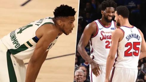 Giannis Antetokounmpo, Joel Embiid y Ben Simmons (Getty Images)