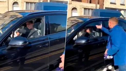 El obsequio de unos hinchas del Everton a James Rodríguez en Liverpool.