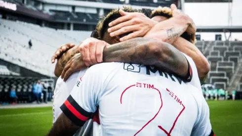 El festejo de los jugadores de Flamengo.