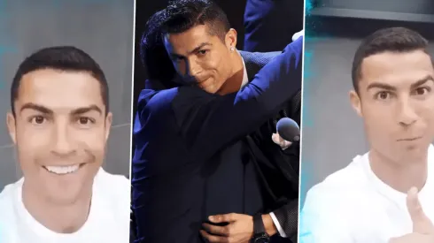 Foto de Cristiano Ronaldo, saludando a Diego Maradona.