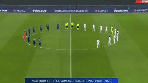 Foto del minuto de silencio entre Real Madrid y Inter.