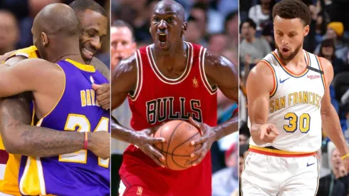 LeBron James, Kobe Bryant, Michael Jordan y Stephen Curry