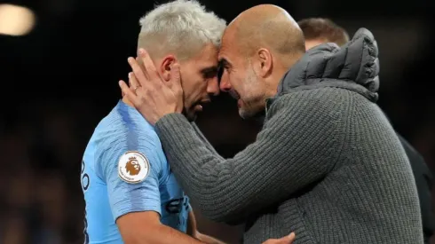 Sergio Agüero y Josep Guardiola, cara a cara.