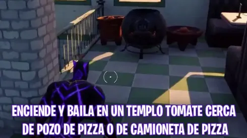 Fortnite | Enciende y baila en un Templo Tomate cerca de Pozo de Pizza o de Camioneta de Pizza