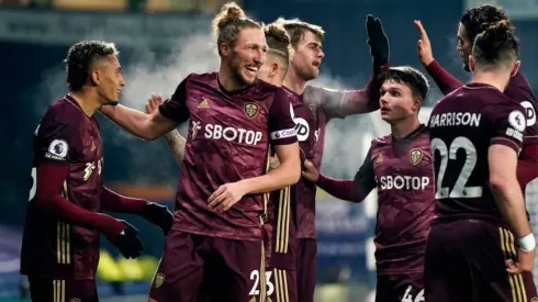 El festejo de los jugadores de Leeds United.