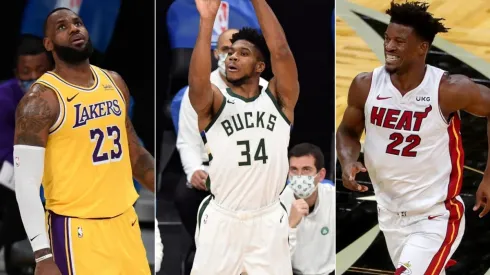 LeBron James, Giannis Antetokounmpo y Jimmy Butler