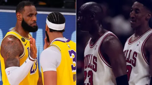 LeBron James, Anthony Davis, Michael Jordan y Scottie Pippen