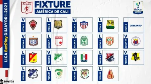 Listo el fixture de América de Cali para la Liga BetPlay Dimayor 2021-l