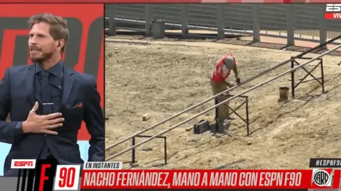 Vignolo paró ESPNF90 al ver a un obrero trabajando con la camiseta de River: "Que aparezca Ponzio"