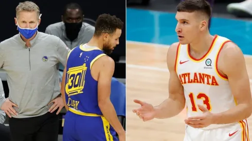 Steve Kerr, Stephen Curry y Bogdan Bogdanovic