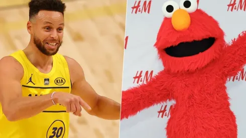 Stephen Curry y Elmo, de Plaza Sésamo