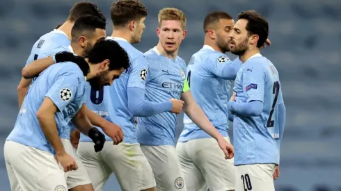 El festejo de los jugadores de Manchester City.