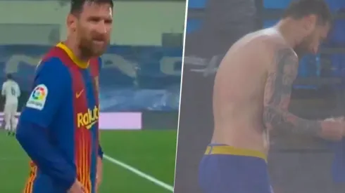 Video: Messi temblaba de frío y tuvo que salir de la cancha para sacarse la camiseta mojada