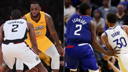 Kawhi Leonard, LeBron James y Stephen Curry