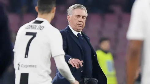 Carlo Ancelotti y Cristiano Ronaldo durante un encuentro de la Serie A.