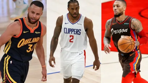 Stephen Curry, Kawhi Leonard y Damian Lillard