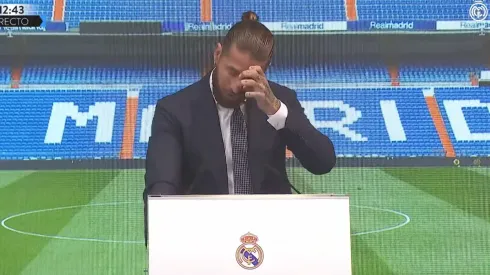 Sergio Ramos, emocionado en su despedida del Real Madrid.