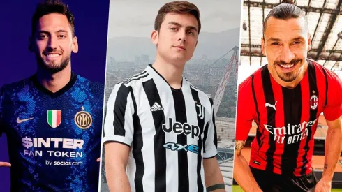 Camisetas de los tres grandes de Italia.