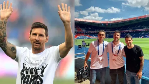 Lionel Messi en su presentación en PSG, relatada por Tomás Marcó del Pont, Pedro Caffa y Tomás De Micheli.
