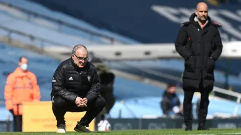 Marcelo Bielsa y Pep Guardiola en un encuentro de la Premier League.