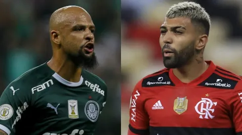 Felipe Melo, de Palmeiras, y Gabigol, de Flamengo.