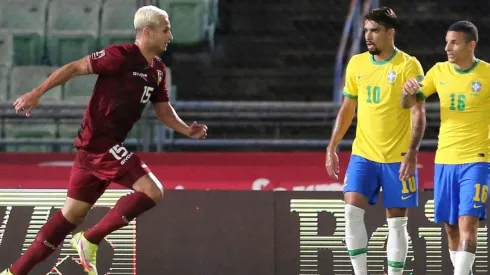 Festejo de gol de Venezuela.