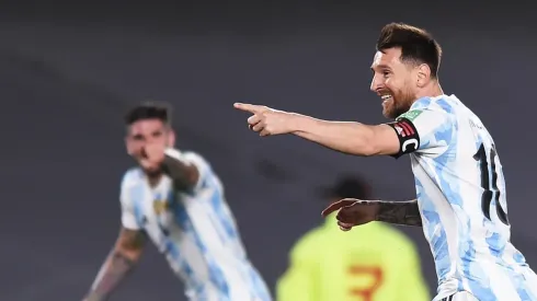 Lionel Messi celebra el primer gol del partido.