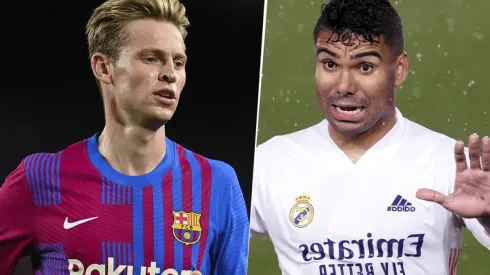 Frenkie de Jong y Casemiro, los jugadores con mayor valor de mercado del plantel del Barcelona y el Real Madrid, respectivamente. (Fotos: Getty Images).