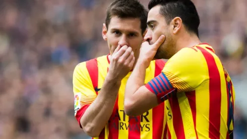 Lionel Messi y Xavi Hernández en un encuentro con Barcelona.